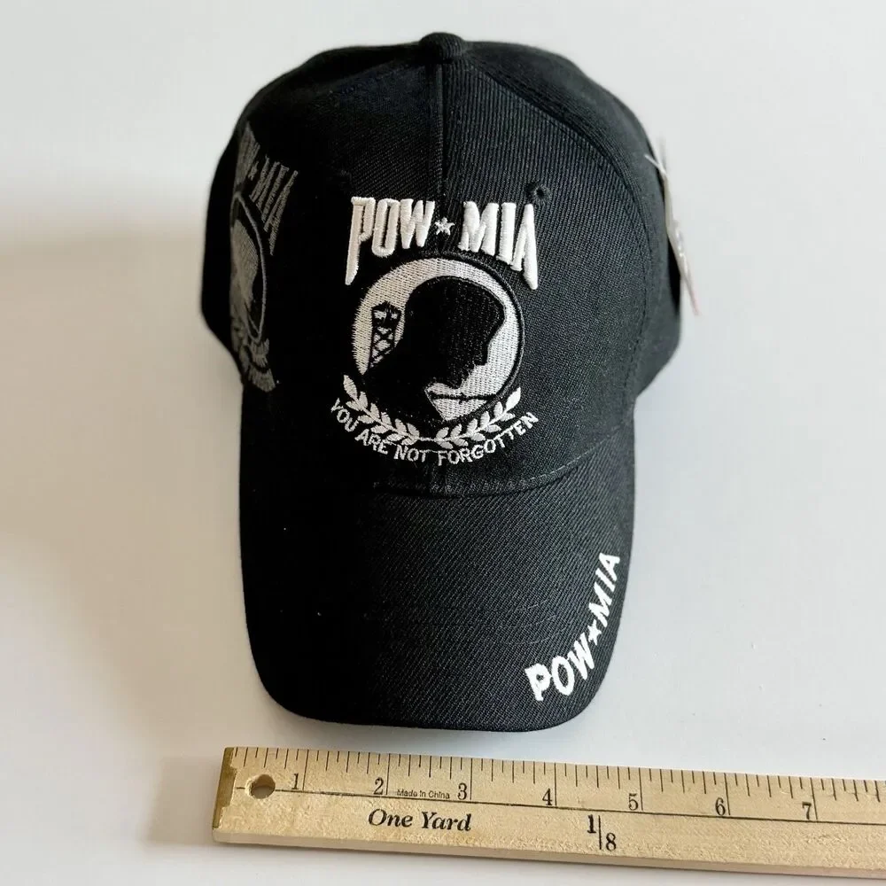 US Warriors POW-MIA You Are Not Forgotten Embroidered Shadow Black Cap NEW w/Tag